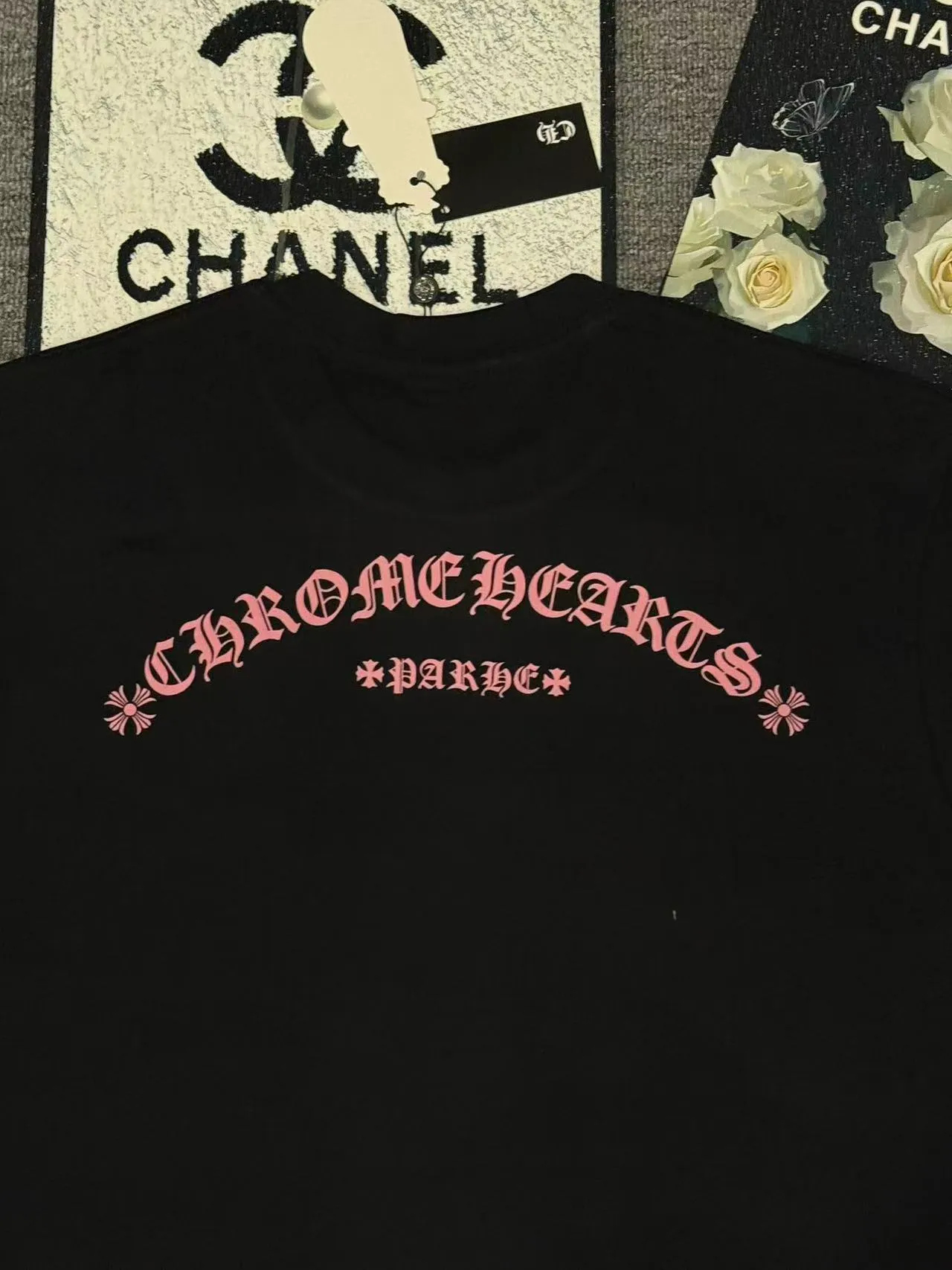 （ ） :YH 007 CH LOGO 1:1 Same Style 32 Breathable 1x 1 oversize 1:1 :White Black Size:S-XL